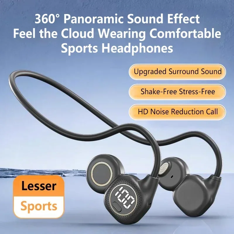 Anc Wireless Over Ear Headphones - 骨伝導Bluetoothイヤホン ノンインイヤー デジタルディスプレイ オーバーイヤー ノイズキャンセリング 長時間バッテリー