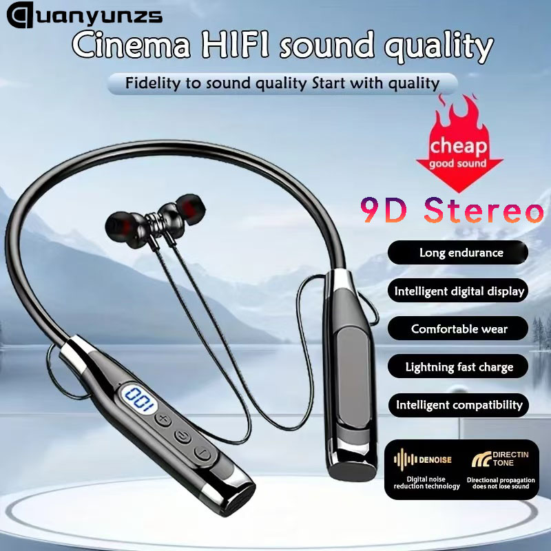 Magnetic Neckband Sports Earphones - 真のステレオワイヤレスヘッドセット,Bluetoothネックバンドヘッドセット,磁気ヘッドセット,LEDディスプレイ,スポーツヘッドセット,ノイズキャンセリング
