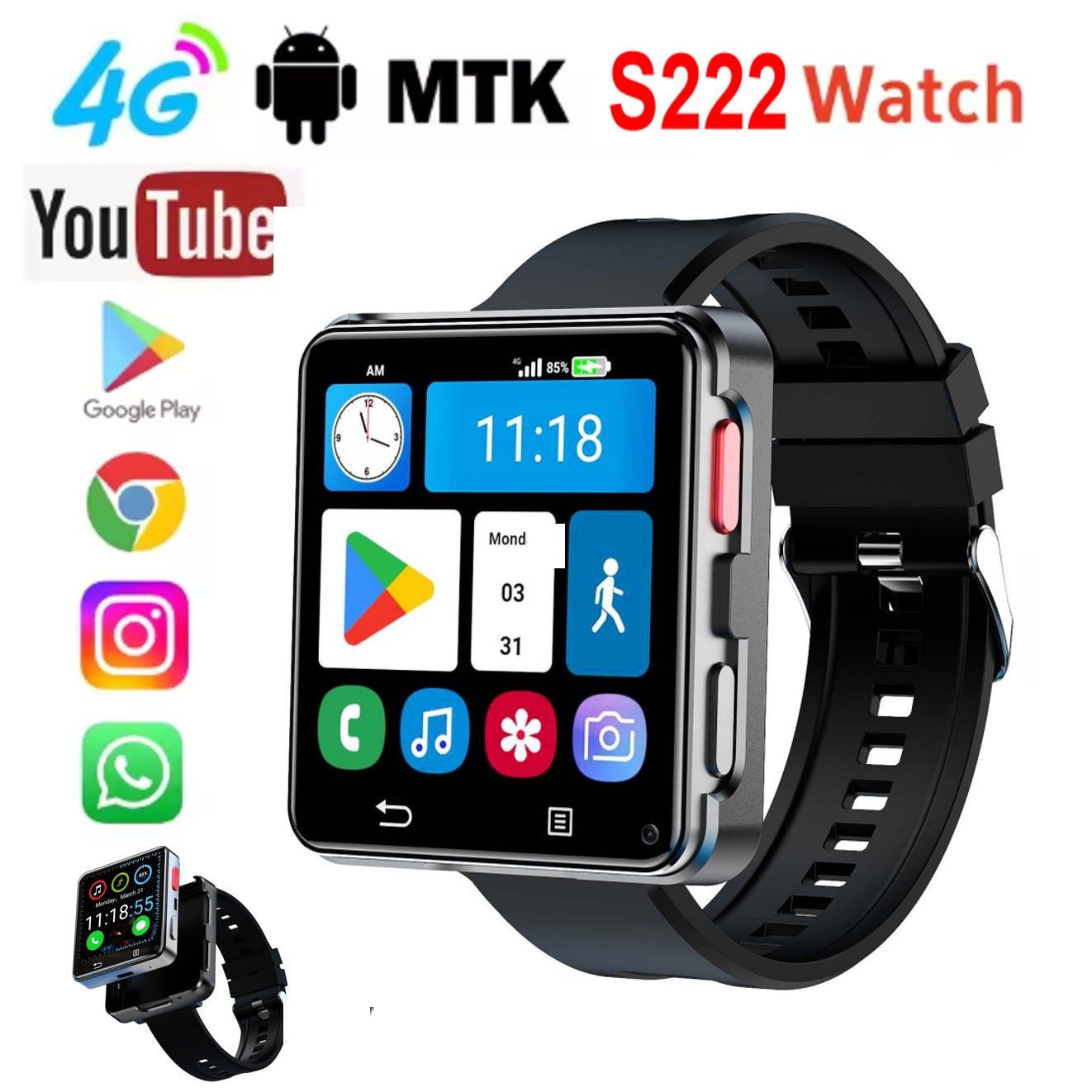 Smartwatches - S222 スマートウォッチ 4G SIMカード 4GB RAM