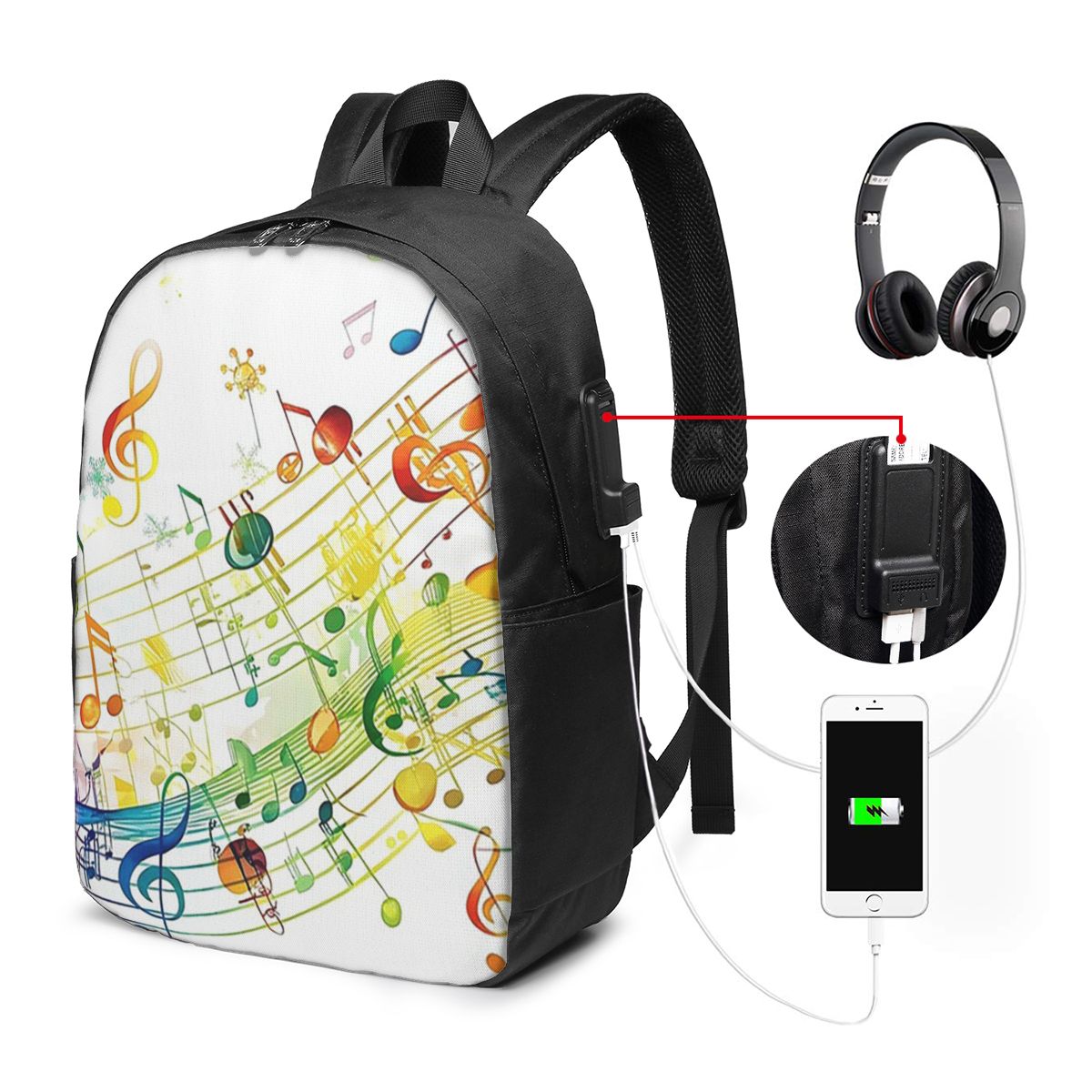 Laptops - 抽象的なピアノの鍵盤と音符バックパック旅行ノートバッグコンピュータ大学生スクールバッグラップトップショルダーバッグ