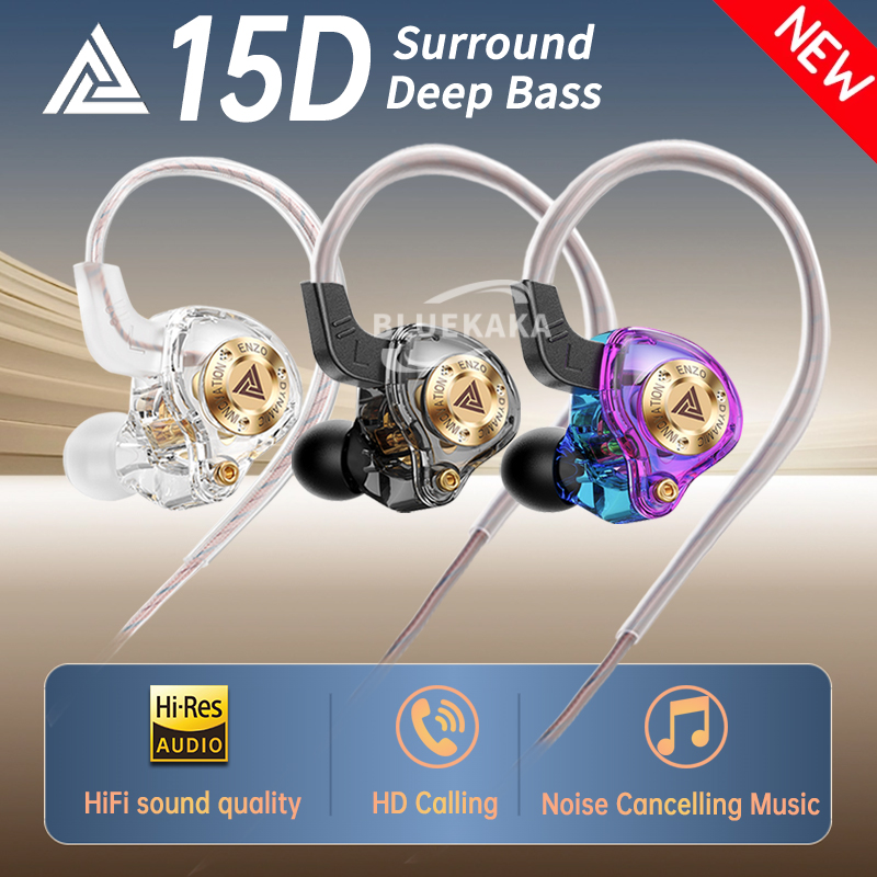 Open Ear Air Conduction Headphones - QKZ 15D ダイナミックサラウンドサウンドデュアルダイナミックドライブイヤホンインイヤーヘッドフォンノイズキャンセリングステレオ音楽スポーツゲームヘッドセット