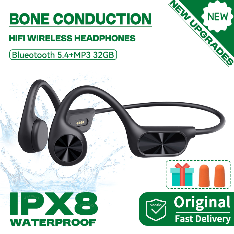 Bone Conduction Running Headphones - Bluetooth 5.4ワイヤレスヘッドセット,骨伝導ヘッドセット,防水,ipx8,32GB,mp3プレーヤー,hifi,音楽,スポーツ
