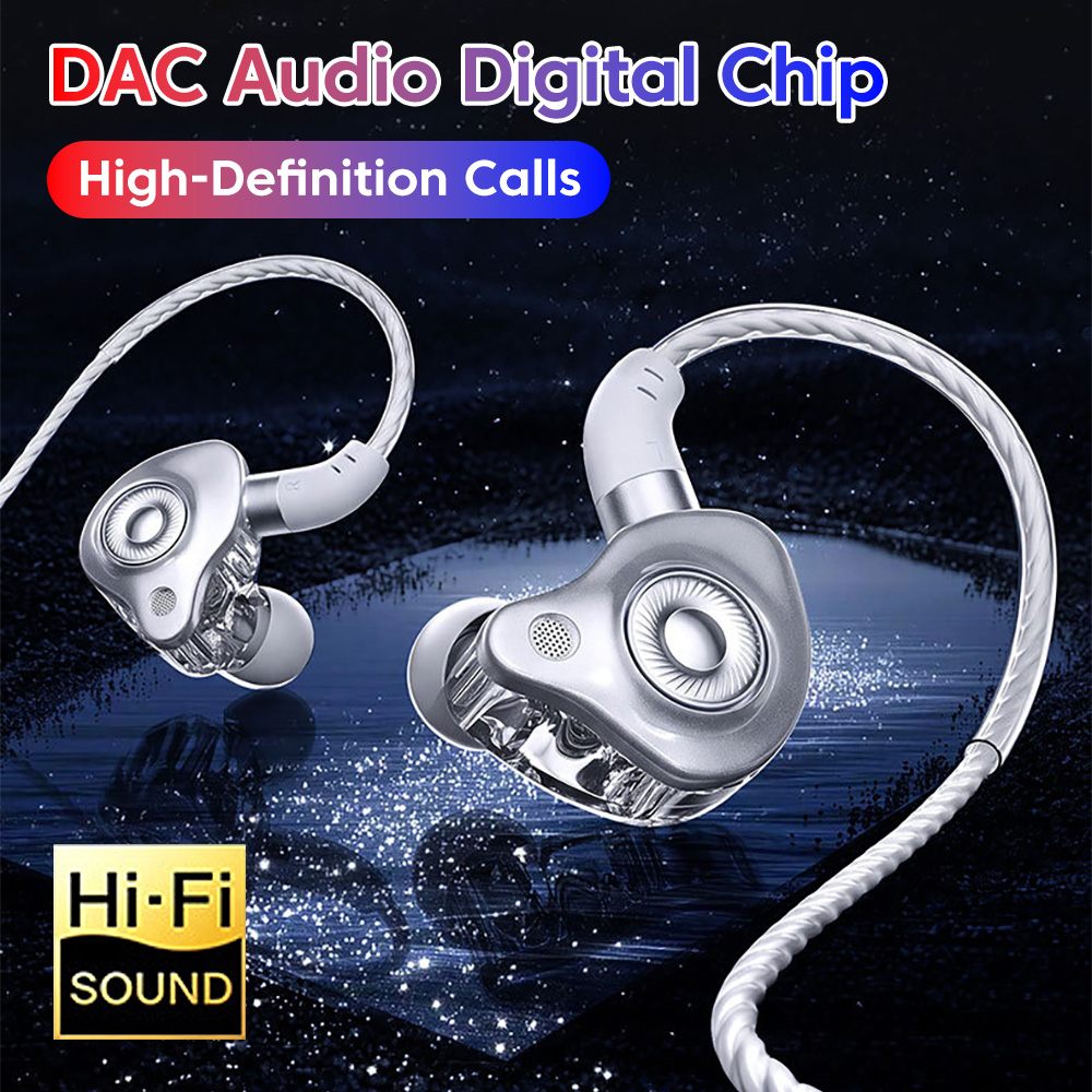Type C Wired Earphones With Mic - Type C/3.5MM有線ヘッドセット ミュージックイヤホン インイヤー マイク付き 音量調節機能付き