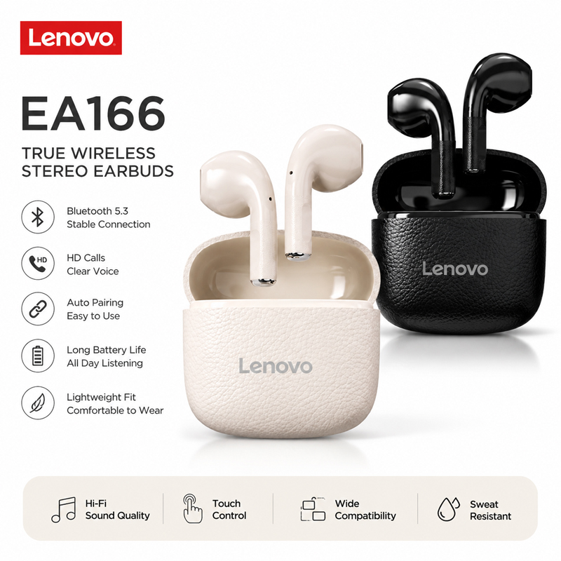 Anc Wireless Over Ear Headphones - レノボ EA166 ブルートゥースワイヤレスヘッドホン 内蔵マイク 充電ポート ノイズアイソレーション