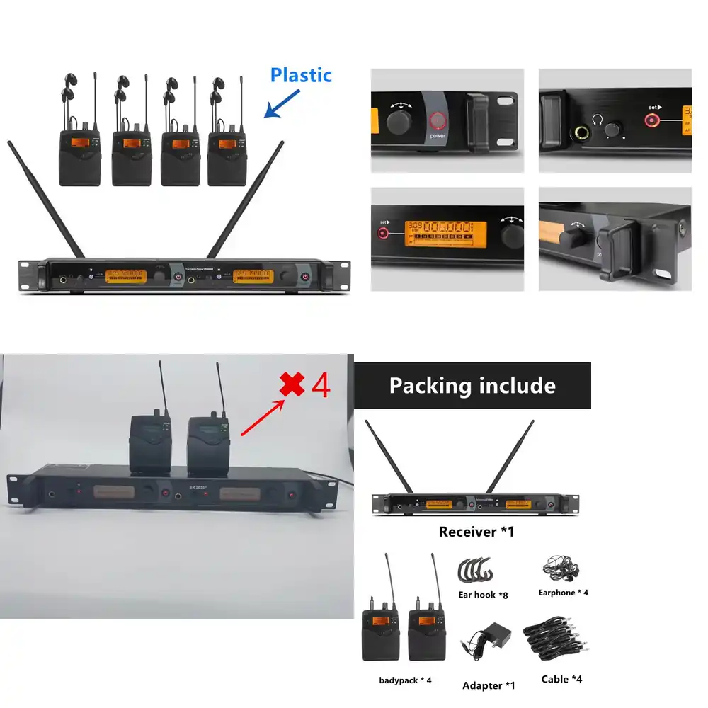 In Ear Monitors For Singers - 572-603mhz 2050EX ダブルトランスミッター 4レシーバー ステージパフォーマンス用ワイヤレス ベストインイヤーモニター
