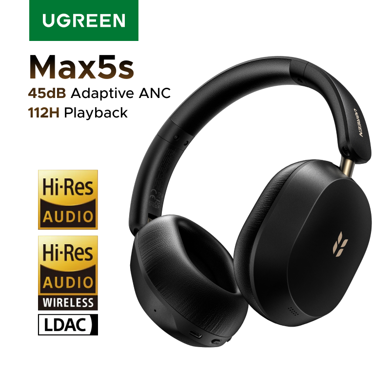 Anc Wireless Over Ear Headphones - 2026年新改良版 UGREEN Max5s オーバーイヤーBluetoothワイヤレスヘッドホン 45dBハイブリッドANCノイズキャンセリング 112時間長時間再生