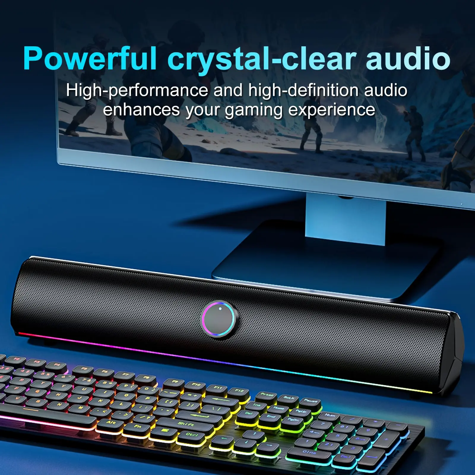 ゲーミングサウンドバー、USBワンケーブル＆Bluetoot - Rgb Computer Soundbar For Pc のレビューと価格