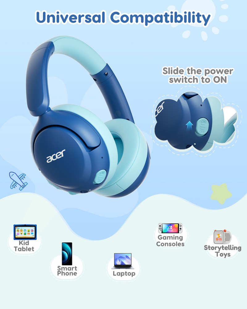 Acer OHR725 キッズ Bluetooth 5.4  - Anc Wireless Over Ear Headphones のレビューと価格