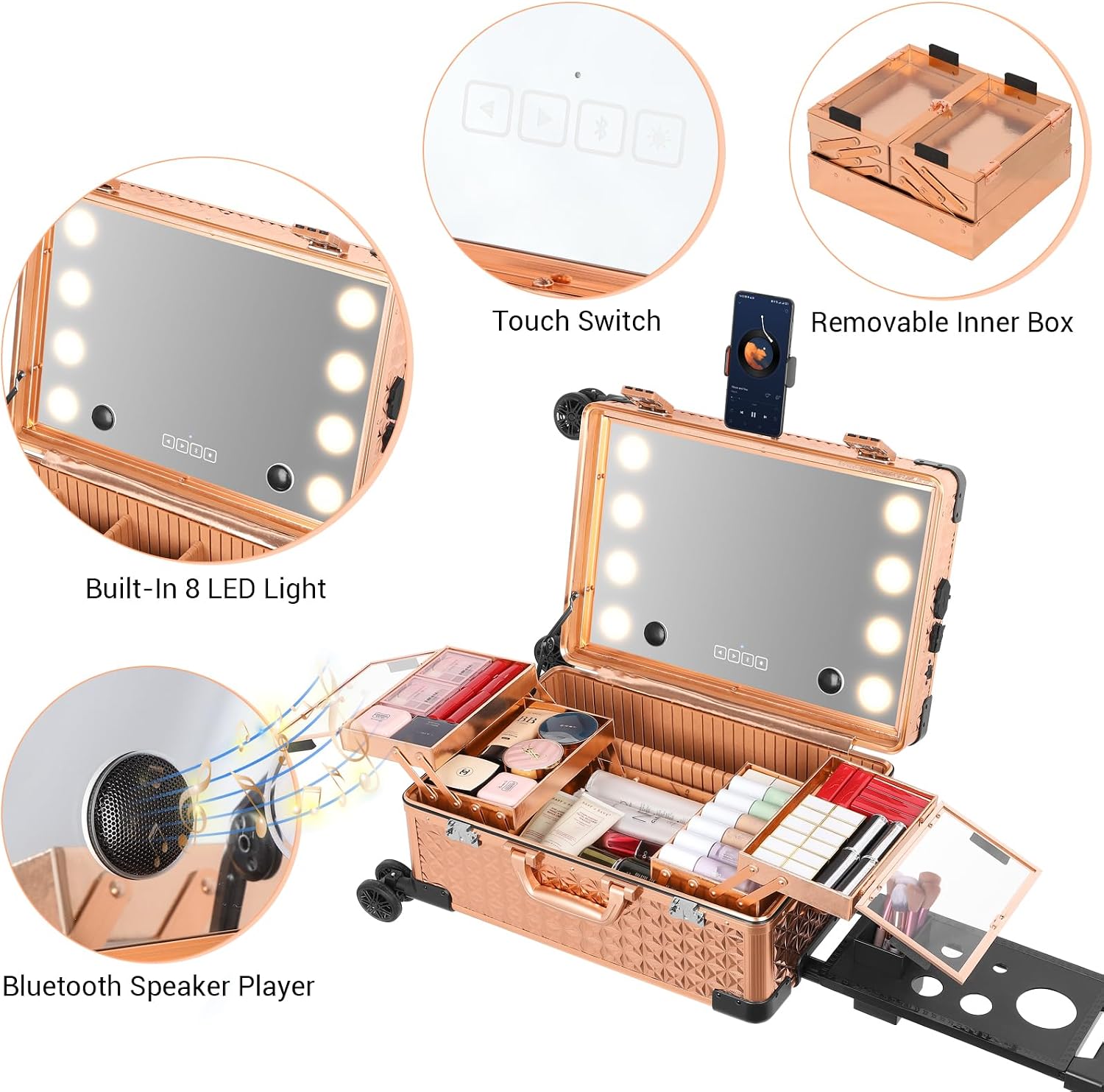 ミラーとBluetoothスピーカー付きプロ仕様化粧品オーガ - Speakers のレビューと価格