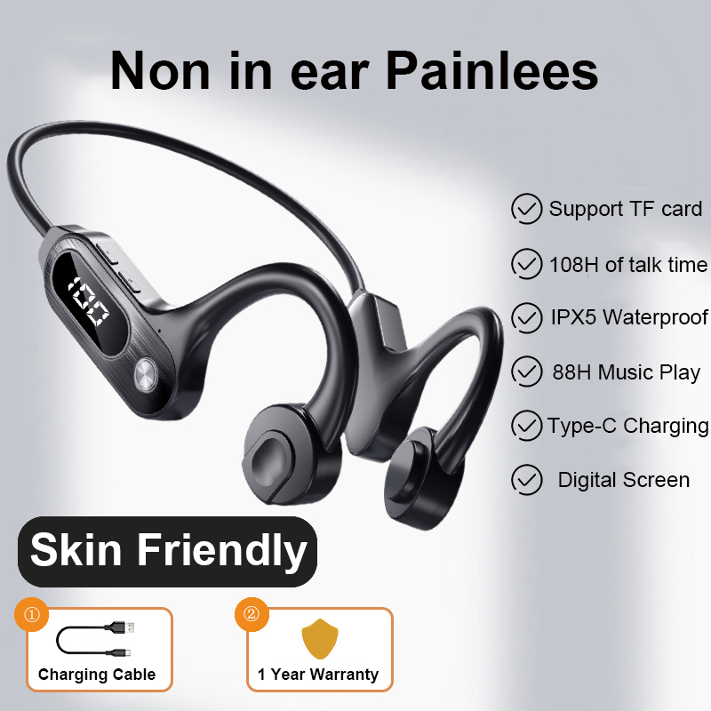 Bluetooth 5.3骨伝導イヤホン,フック付きイヤホン - Open Ear Air Conduction Headphones のレビューと価格