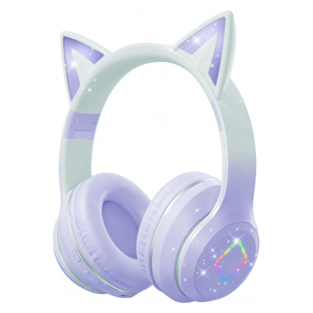素敵なかわいい猫耳ワイヤレスヘッドフォン RGB LED、オ - Cat Ear Bluetooth Headset Led のレビューと価格