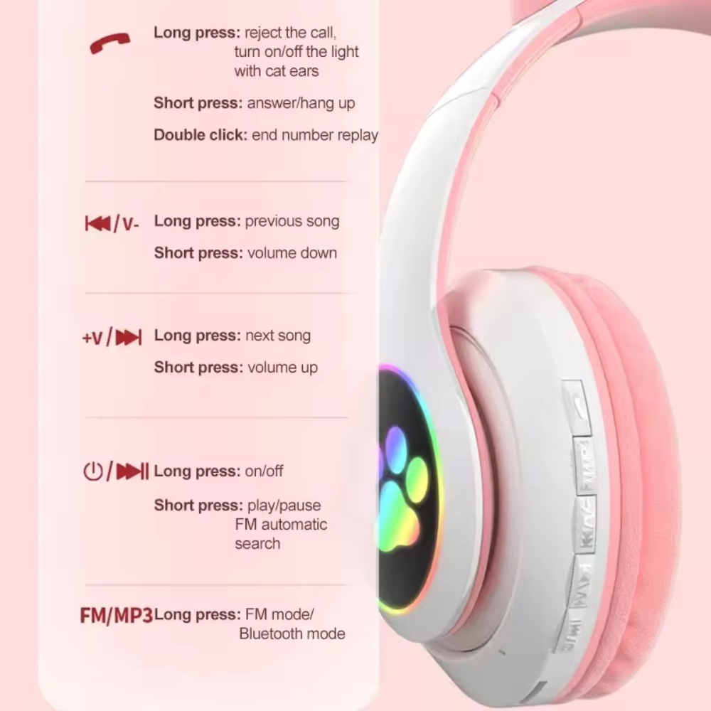 かわいい猫耳ワイヤレスヘッドセット子供女の子用 LED Bl - Cat Ear Bluetooth Headset Led のレビューと価格