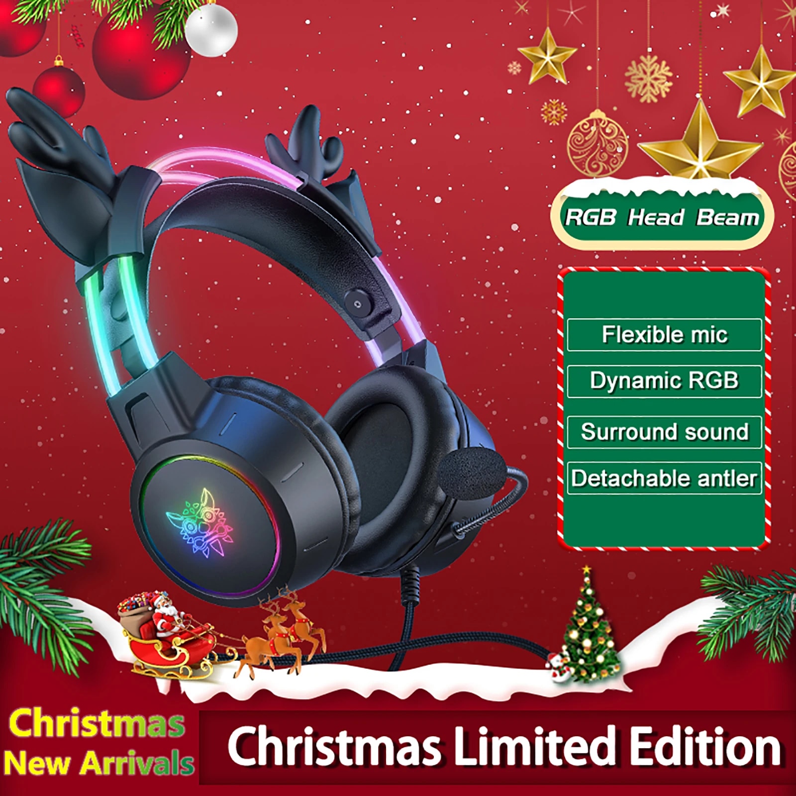Onikumaゲーミングヘッドセット2024新しいクリスマス - Gaming Headset With Mic Rgb のレビューと価格