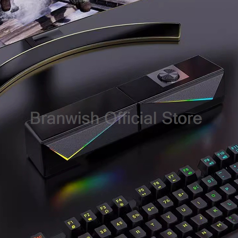 RGBゲーミングサウンドバー、取り外し可能なデザインノブコン - Rgb Computer Soundbar For Pc のレビューと価格