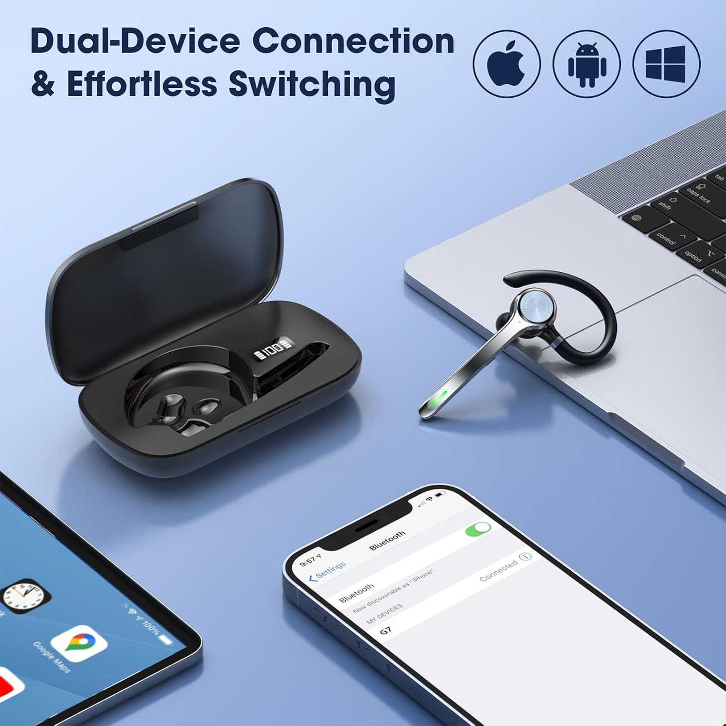 ワイヤレス ヘッドセット 片耳 Bluetooth ヘッドセ - Open Ear Air Conduction Headphones のレビューと価格