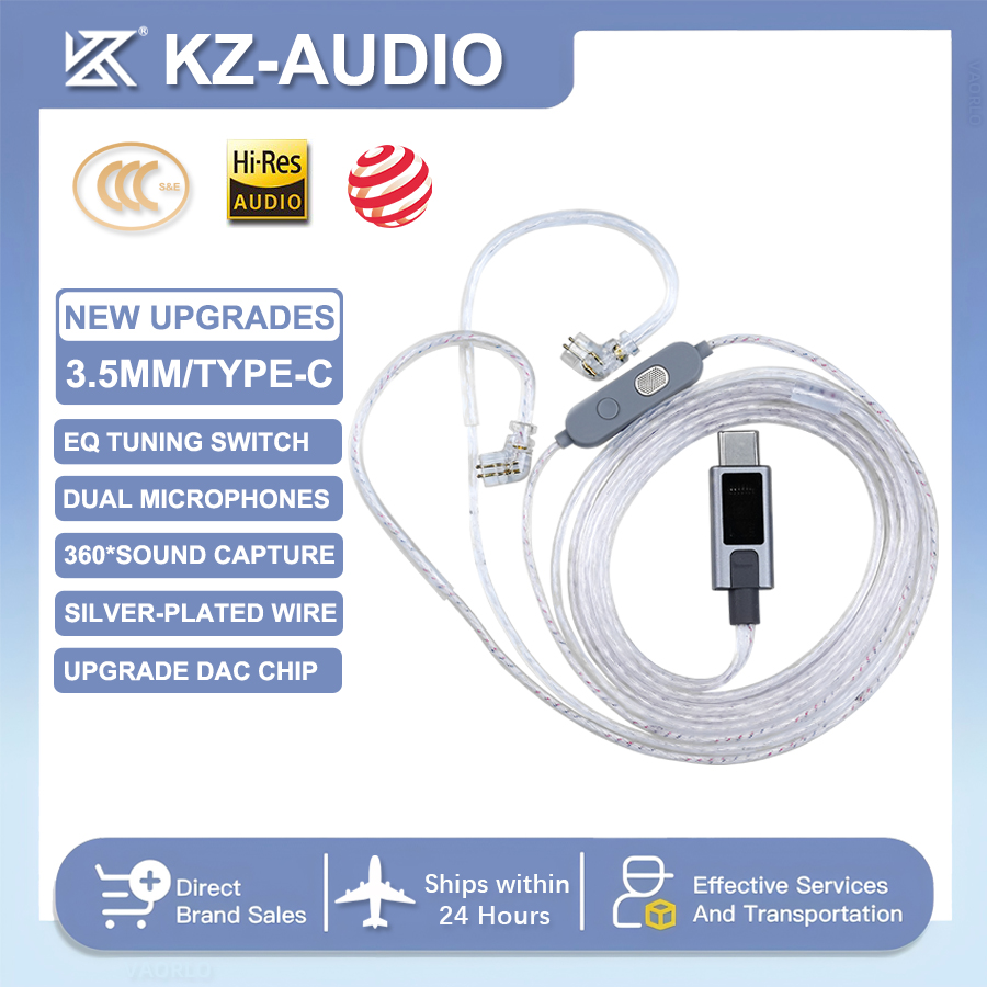 KZ M2 デュアルマイク 銀メッキイヤホンケーブル 3スピ - Type C Wired Earphones With Mic のレビューと価格