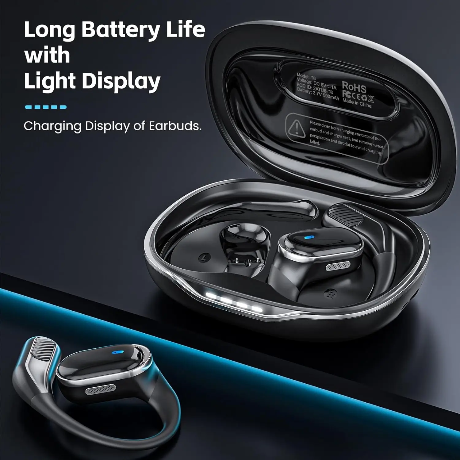 Bluetoothイヤホン ワイヤレスヘッドホン マイク付き - Open Ear Air Conduction Headphones のレビューと価格
